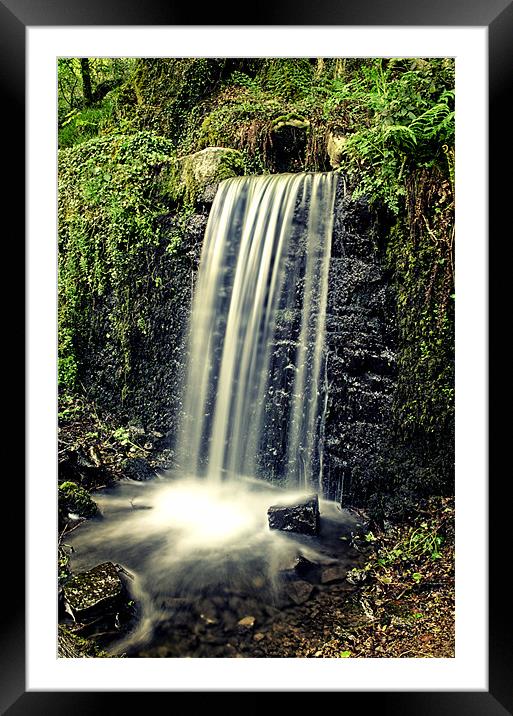 Woodland waterfall Framed Mounted Print by Steve Cowe