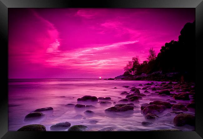 Tropical sunset Framed Print by Steve Cowe