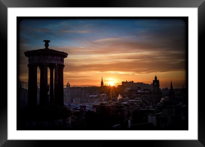 Sunset from Calton Hill Framed Mounted Print by Leo Jaleo 