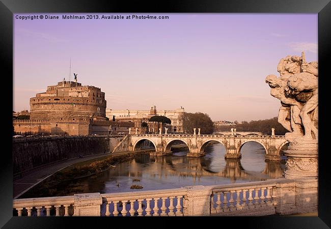 Bridge over the Tiber River in Rome, Castel SantAn Framed Print by Diane  Mohlman