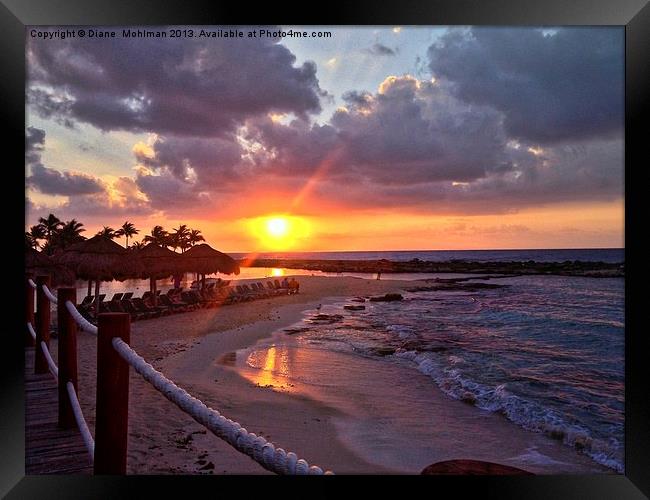Sunset at Playa Del Carmen Framed Print by Diane  Mohlman