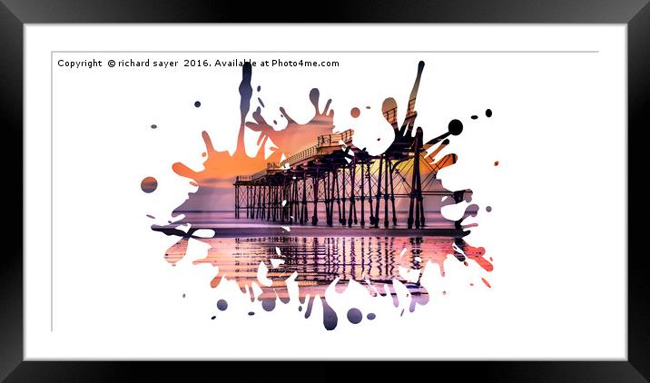 Saltburn Pier Splatter Framed Mounted Print by richard sayer