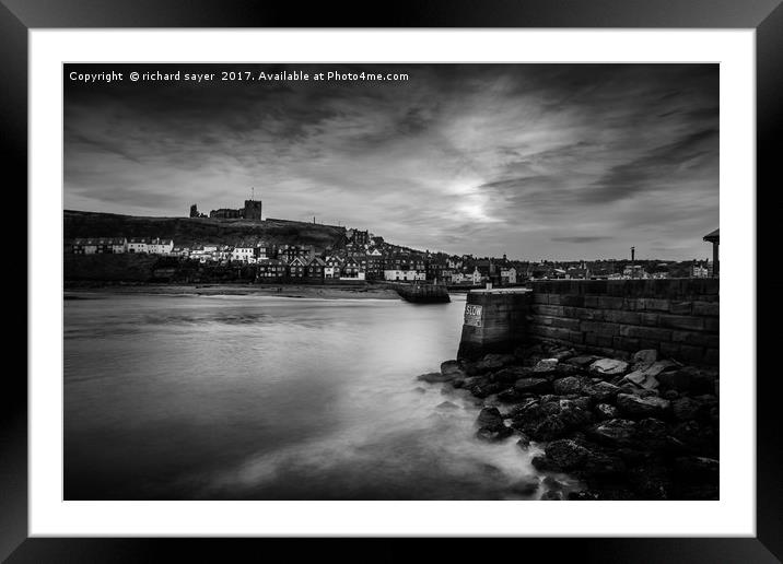 Whitby Rocks Framed Mounted Print by richard sayer