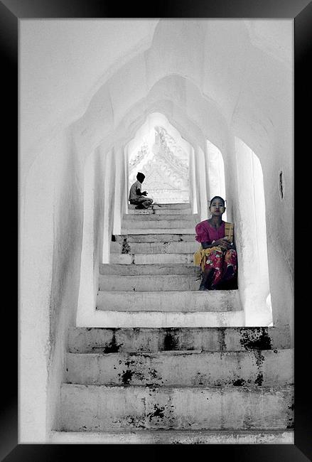 Waiting, Mandalay, Myanmar Framed Print by ira de reuver