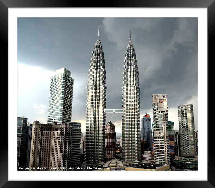 Twin Towers KL Framed Mounted Print by Mark McDermott