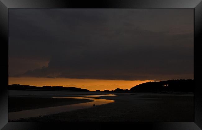 Sunset on Newborough beach Framed Print by Leon Conway