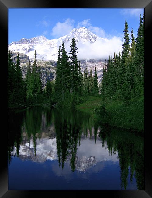 Mount Rainer Reflection Framed Print by Jay Huckins