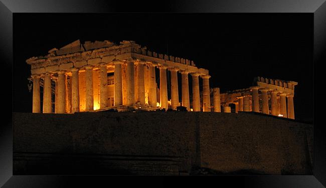Parthenon, Athens at Night Framed Print by Jay Huckins