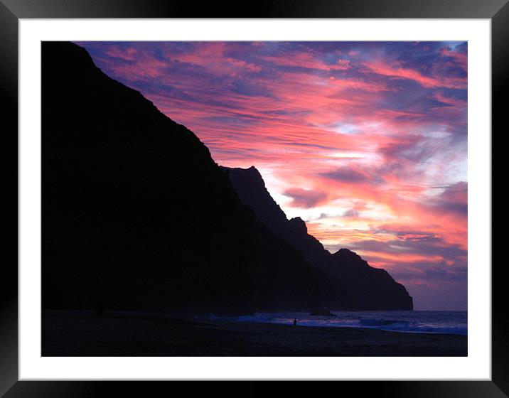 Kalalau Beach, Hawaii, Sunset Framed Mounted Print by Jay Huckins
