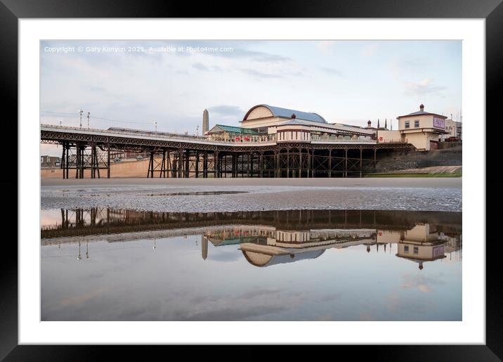 North Pier Reflections In Blackpool Framed Mounted Print by Gary Kenyon
