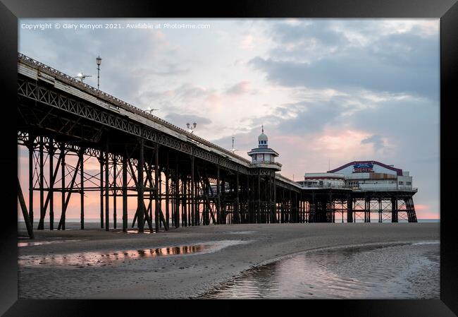 North Pier in Blackpool at sunset Framed Print by Gary Kenyon