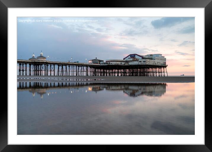 Pastel Sunset reflection at North Pier Blackpool Framed Mounted Print by Gary Kenyon