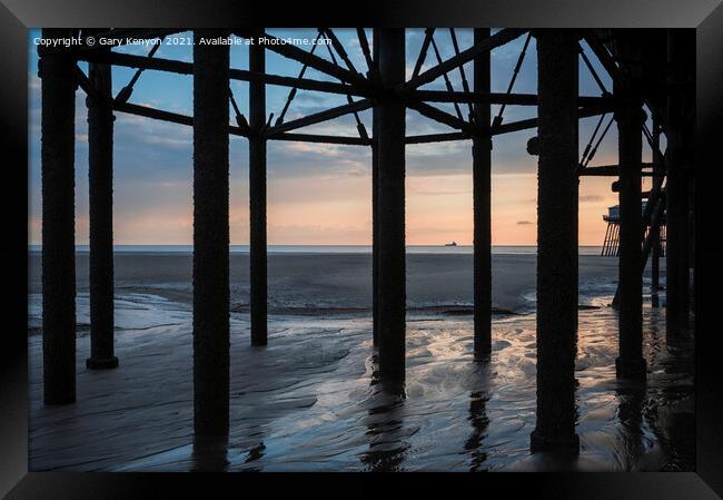 North Pier Sunset Framed Print by Gary Kenyon