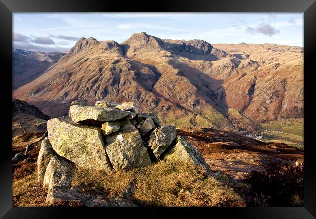 Langdale Pikes From Lingmoor Fell Framed Print by Gary Kenyon