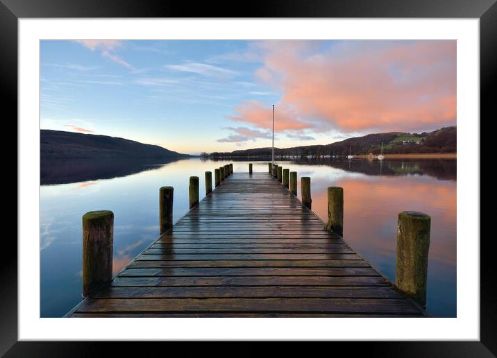 Coniston Sunrise At The Jetty Framed Mounted Print by Gary Kenyon