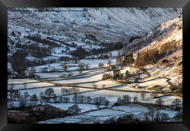 Snowy Valley Views Patterdale Framed Print by Gary Kenyon