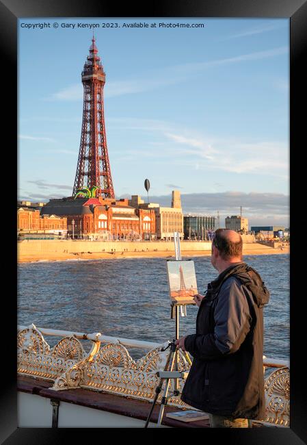 Blackpool Seaside Painter Framed Print by Gary Kenyon
