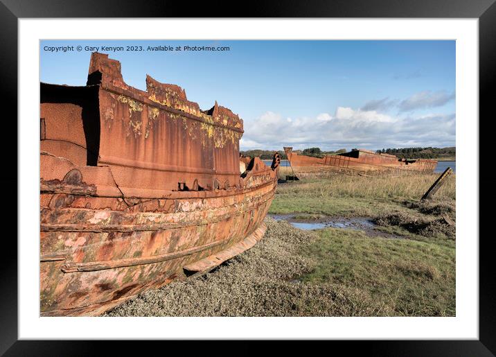 Two rusty abandoned fishing boats  Framed Mounted Print by Gary Kenyon