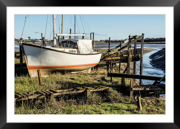 Boat at Skipool Creek Framed Mounted Print by Gary Kenyon