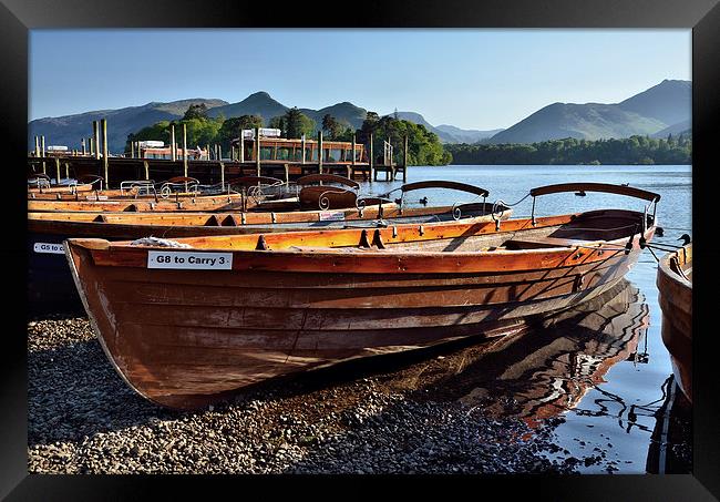Derwentwater Boats Framed Print by Gary Kenyon