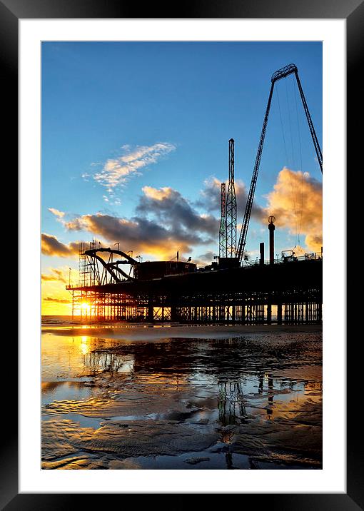 Sunset Sky South Pier - Blackpool Framed Mounted Print by Gary Kenyon