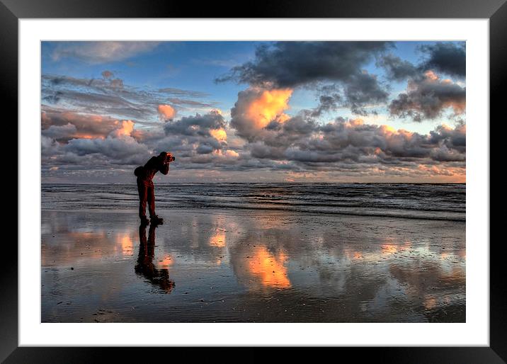 Sunset Photographer On The Beach Framed Mounted Print by Gary Kenyon