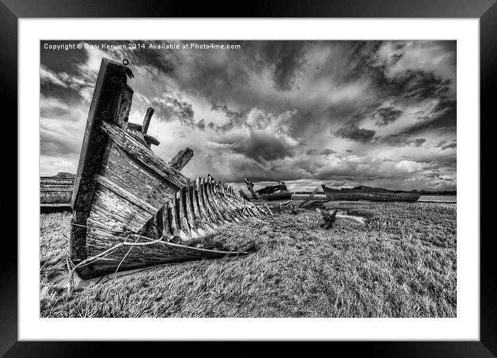  Mono Wreck Fleetwood Marsh Framed Mounted Print by Gary Kenyon