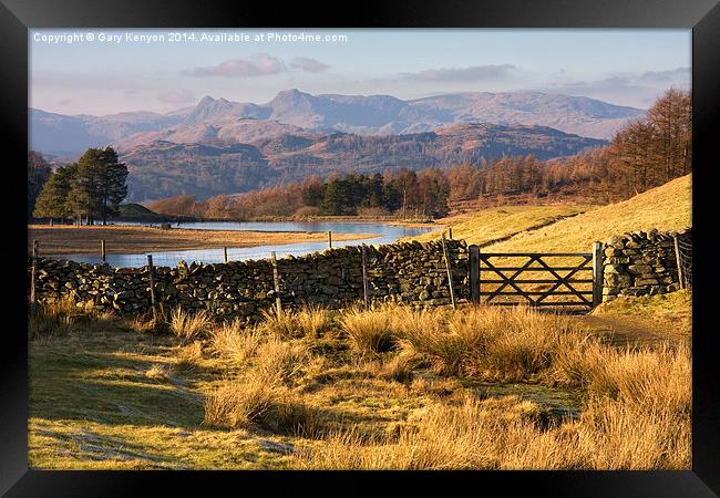  Gate through to the Langdale Pikes Framed Print by Gary Kenyon