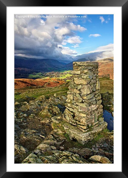 Loughrigg Trig Point Framed Mounted Print by Gary Kenyon