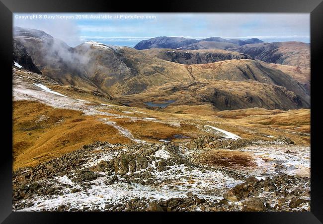  Bowfell as seen from Esk Pike. Framed Print by Gary Kenyon