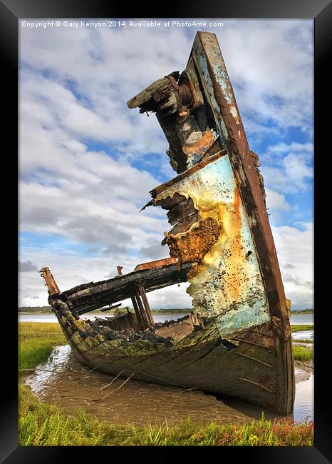  Wreck On The Banks Of The River Wyre Framed Print by Gary Kenyon
