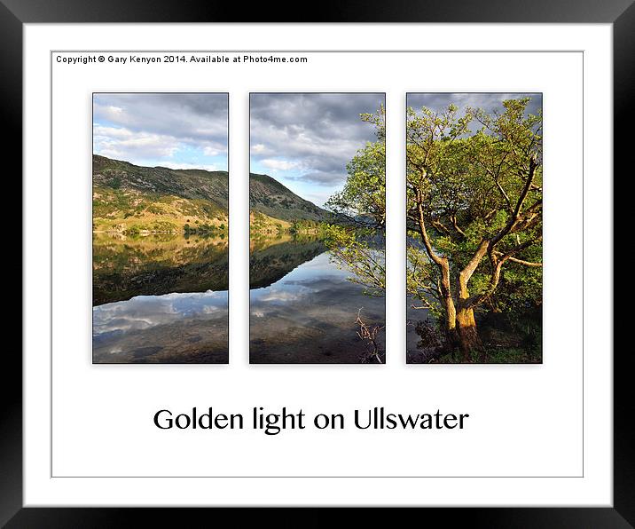   Golden light on Ullswater triptych. Framed Mounted Print by Gary Kenyon