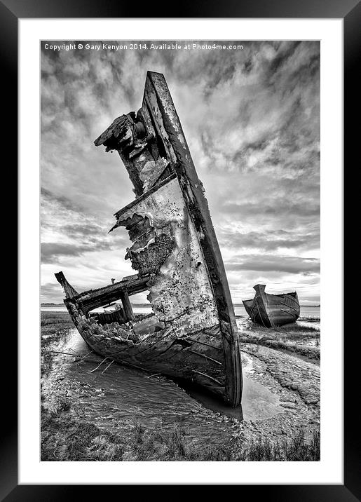  Moody Sky Over The Wrecks Framed Mounted Print by Gary Kenyon