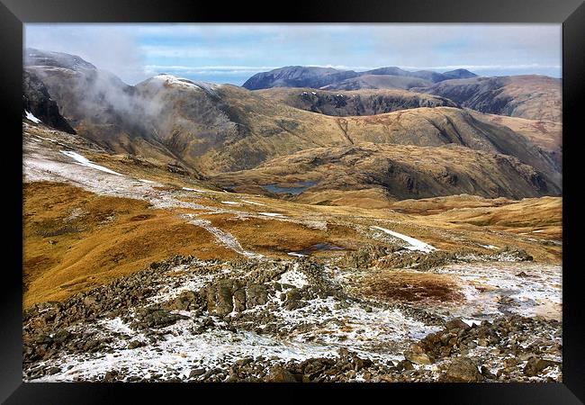  Bowfell from Esk Pike Framed Print by Gary Kenyon
