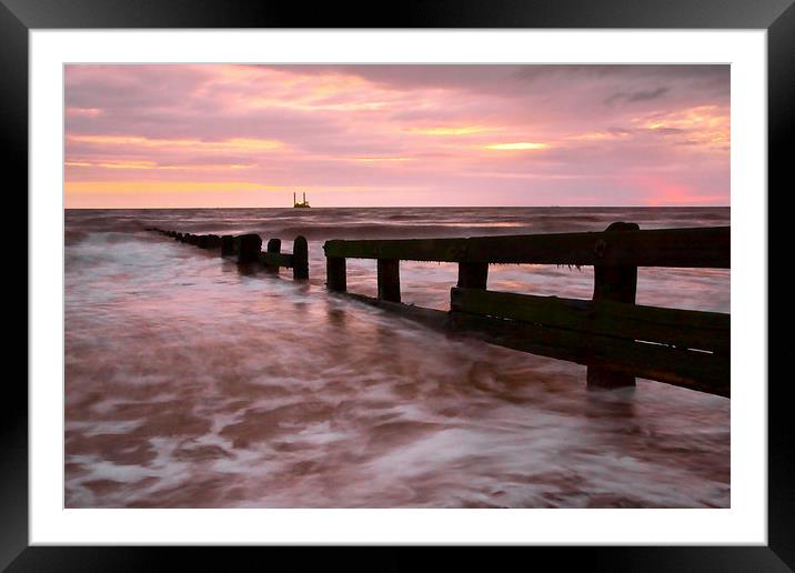 Sunset Waves Cleveleys Framed Mounted Print by Gary Kenyon