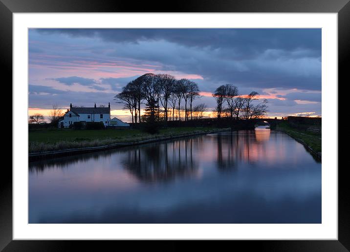  Last Light On The Canal Lancashire Framed Mounted Print by Gary Kenyon
