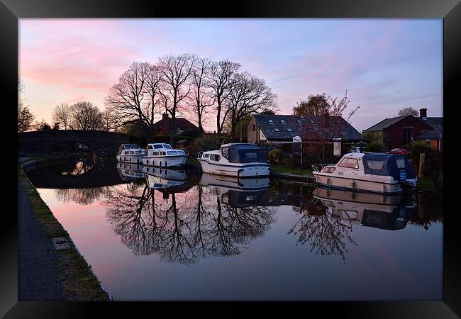 Evening Sunset Reflections - Lancaster Canal Framed Print by Gary Kenyon