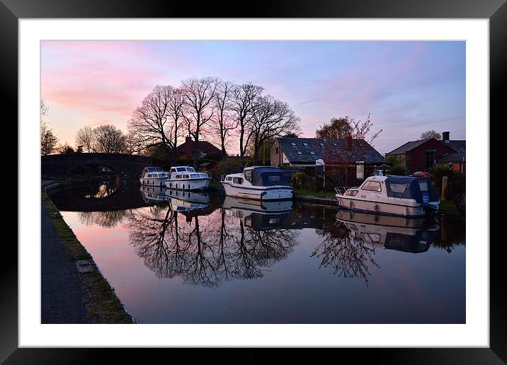 Evening Sunset Reflections - Lancaster Canal Framed Mounted Print by Gary Kenyon
