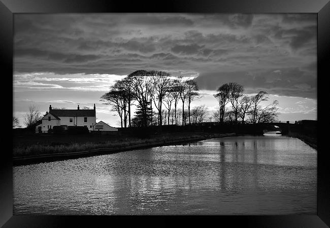 Lancaster Canal Black And White Framed Print by Gary Kenyon