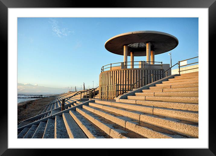 Golden Light On Cleveleys Promenade Framed Mounted Print by Gary Kenyon