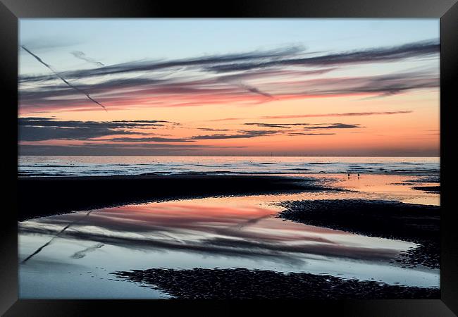 Sunset Sky On Blackpool Beach Framed Print by Gary Kenyon