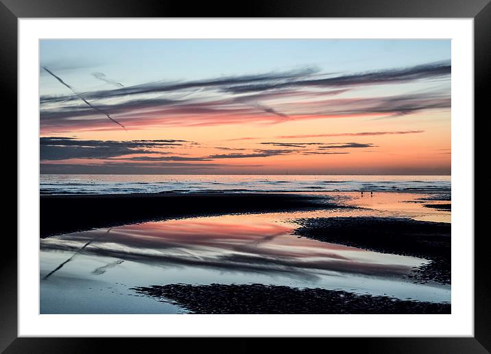 Sunset Sky On Blackpool Beach Framed Mounted Print by Gary Kenyon