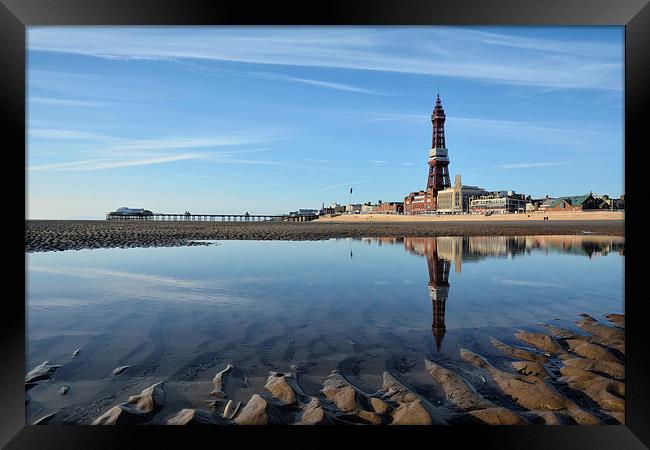 Blackpool Tower Reflections Framed Print by Gary Kenyon