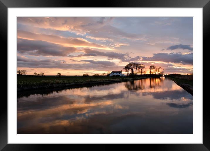 Sunset Reflections On The Lancaster Canal Framed Mounted Print by Gary Kenyon