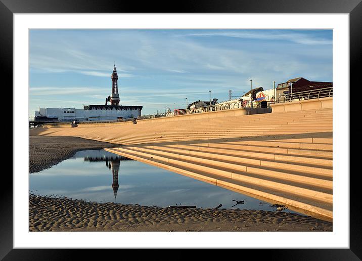  Golden Light On The Steps At Blackpool Framed Mounted Print by Gary Kenyon