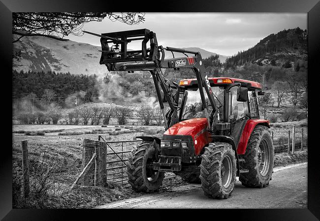  Red Tractor Selective Colouring Framed Print by Gary Kenyon
