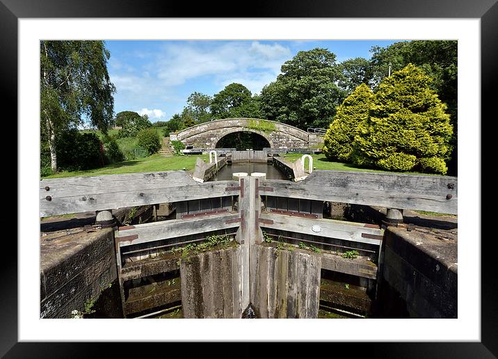 Canal Bridge And Lock  Lancaster Canal Framed Mounted Print by Gary Kenyon
