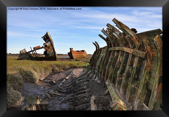 Abandoned Boats On The Banks Of The River Wyre Framed Print by Gary Kenyon