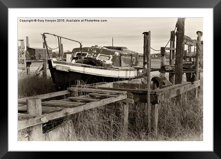 Old Boat And Jetty At Skippool Creek Framed Mounted Print by Gary Kenyon