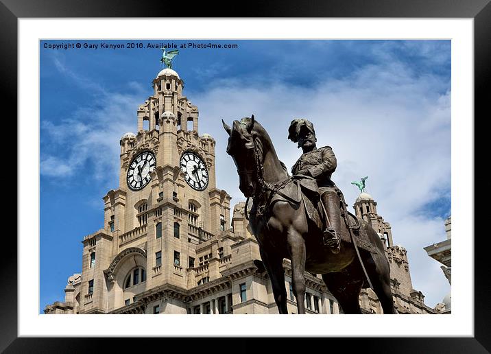 Edward VII Statue and Liver Building Liverpool Framed Mounted Print by Gary Kenyon